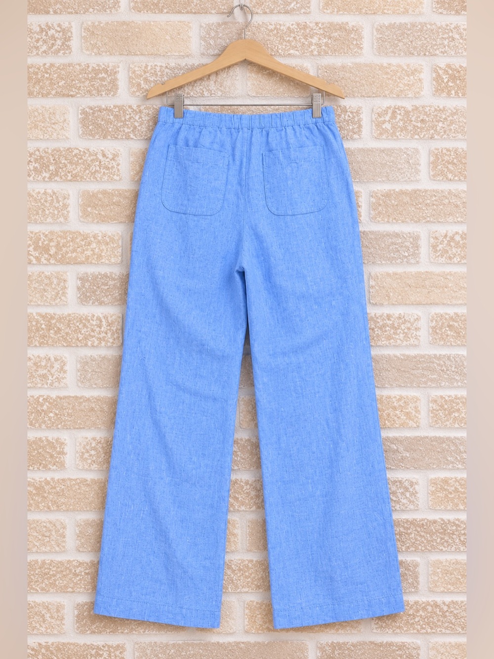 Talbots XL 100% Linen Blue High Rise Wide Leg Coastal Pants 36 Waist Sz 14 - Picture 3 of 6